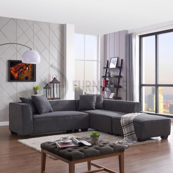 L shaped Sectional Sofa with Ottoman