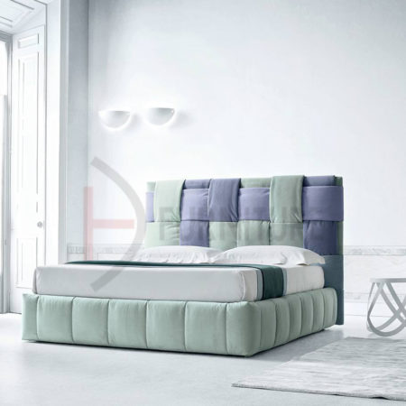 Multi-Bands bed with upholstered headboard