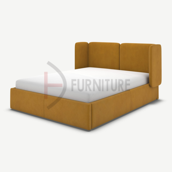 Upholstered Velvet Winged Headboard Bed