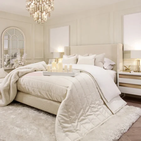 Tokyo Ivory Bed in Boucle Fabric