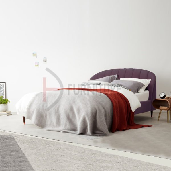 Curved Velvet Upholstered Bed