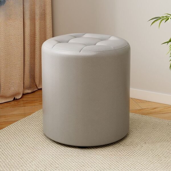 Grey Tufted Upholstered Ottoman Stool