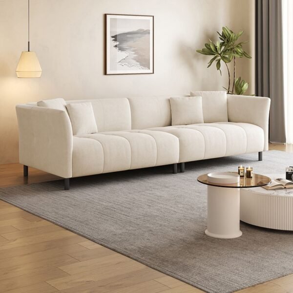 Flannel Floor Sofa with Flared Arms