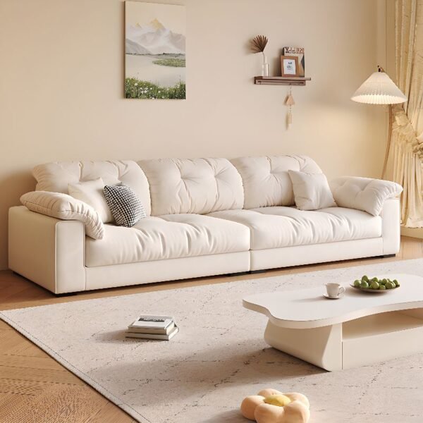 Oatmeal Floor Sofa with Armrest Cushion