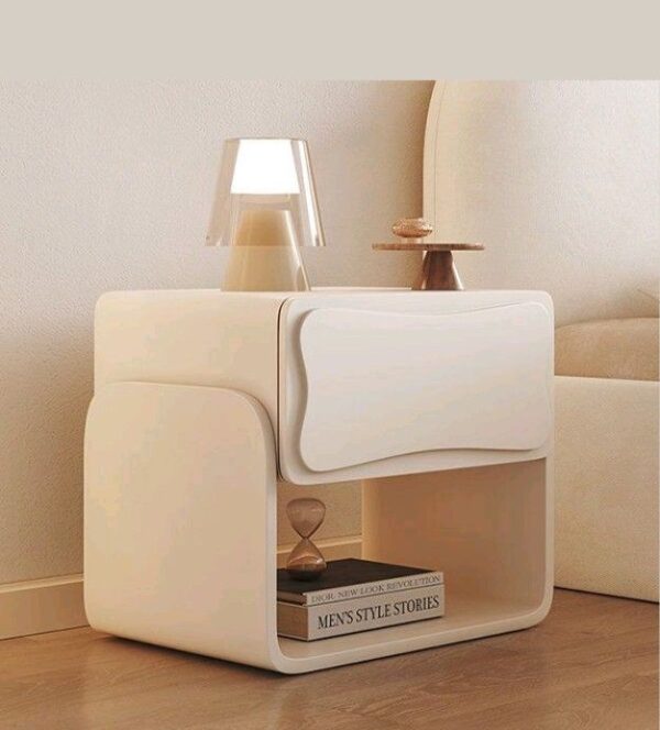 Modern White Nightstand with Drawer & Open Storage | Minimalist Bedside Table