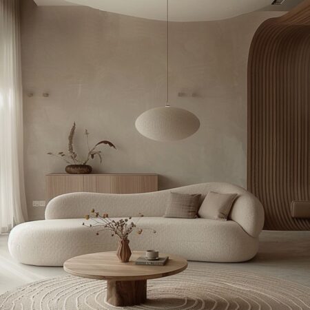 "Modern Minimalist Sofa with Organic Curved Design"