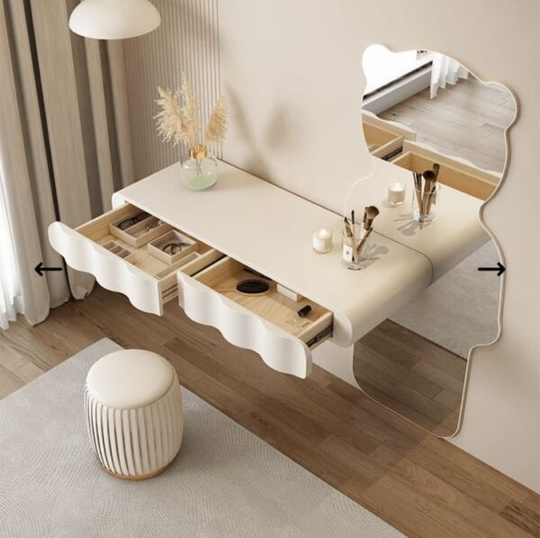 Modern Wall-Mounted Makeup Vanity Table with Wave Drawers