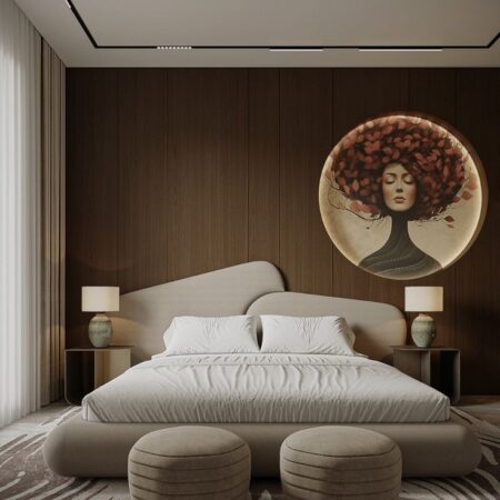 "Modern Luxury Bed with Unique Asymmetrical Headboard Design"