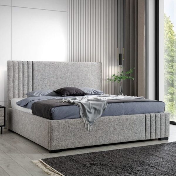 Luxury Upholstered Bed Frame with Storage – Modern Fabric Bed