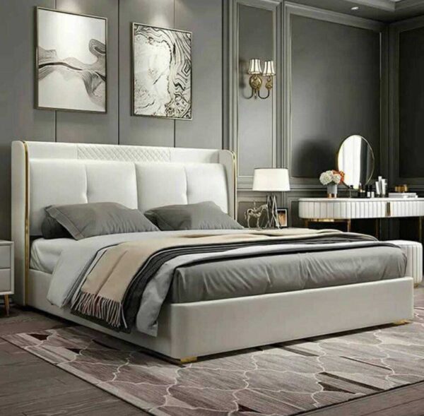 Luxury Upholstered King Bed with Padded Headboard - Modern Bedroom Furniture