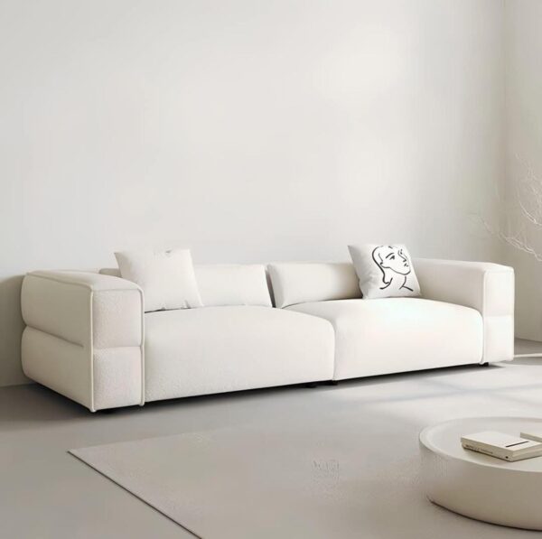 Modern Minimalist White Sofa with Plush Upholstery