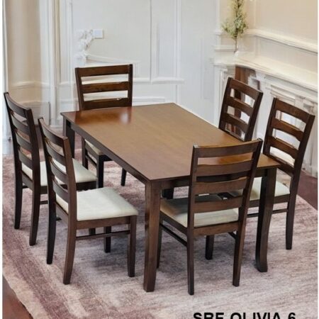 "Modern Wooden Dining Table Set with 6 Chairs – Elegant Dining Room Furniture"