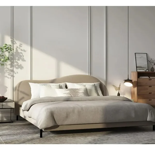 modern upholstered luxury bed with headboard