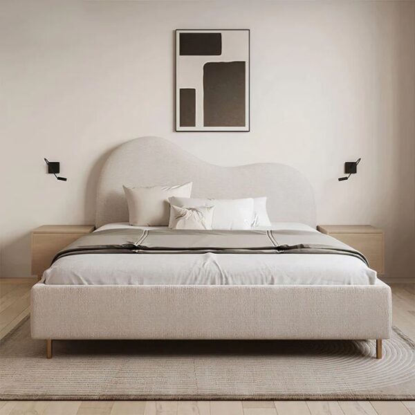 Luxury Modern Upholstered Bed with Curved Headboard