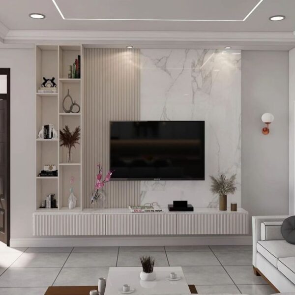 Modern TV Unit with Wall Panel - Stylish Living Room Furniture