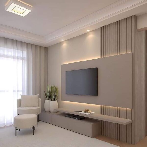 Modern TV Unit with Cladding - Stylish Living Room Furniture