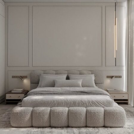 Plush Upholstered Bed Frame with Oversized Tufted Base