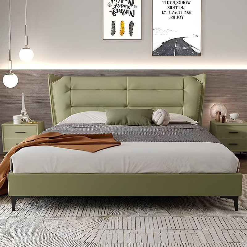 Olive Luxe Wingback Bed Frame