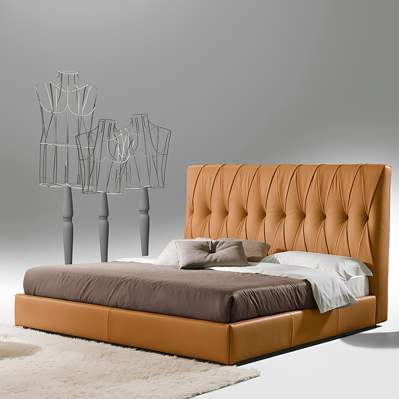 Aurelio Tufted Leather Bed