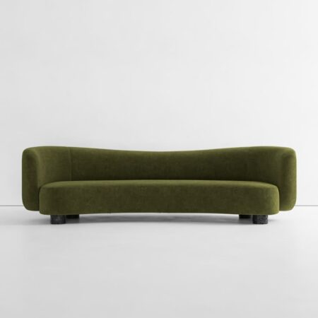 Verdea Luxe 3-Seater Modern Curved Sofa – Olive Green