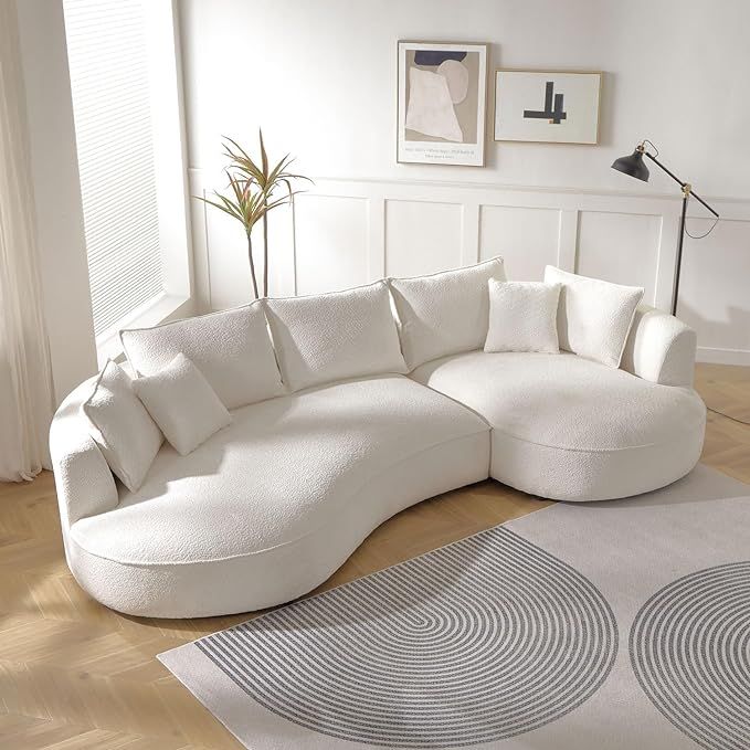 Snowy Curve Sectional Sofa – White Elegance