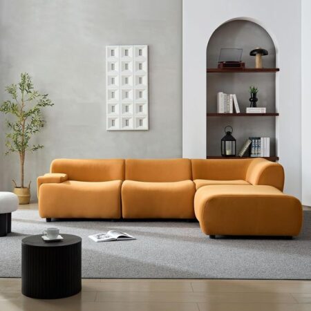 Tangelo Shallow Sectional Sofa – Vibrant Orange