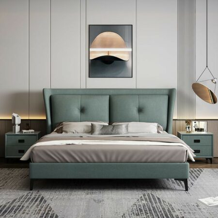 Emerald Duo Tufted Bed with Metal Legs