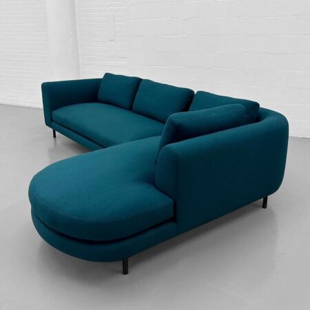 Navy Feather Velvet 4-Seater Sectional Sofa