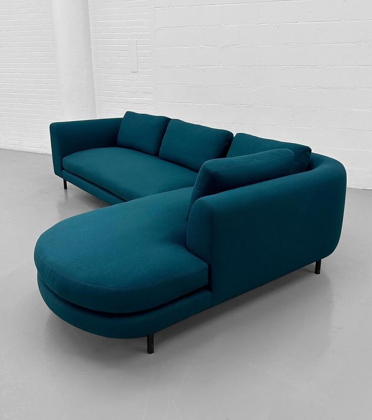 Navy Feather Velvet 4-Seater Sectional Sofa