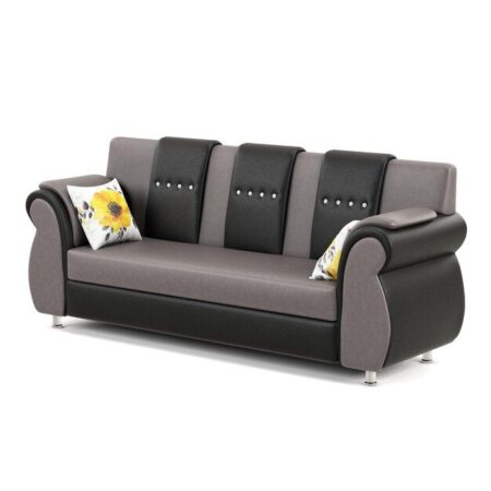 LuxeBlend Black & Grey 3-Seater Sofa