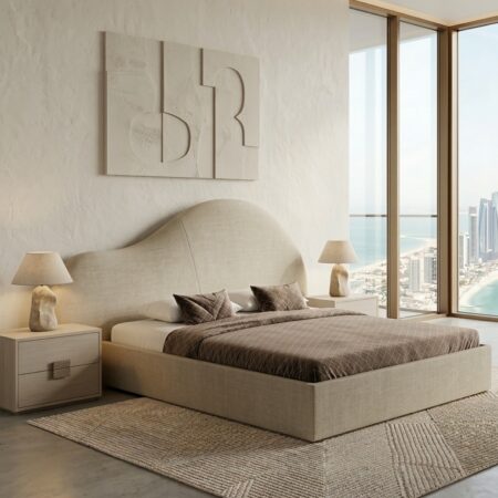 Alaya Modern Sculpt Panel Bed