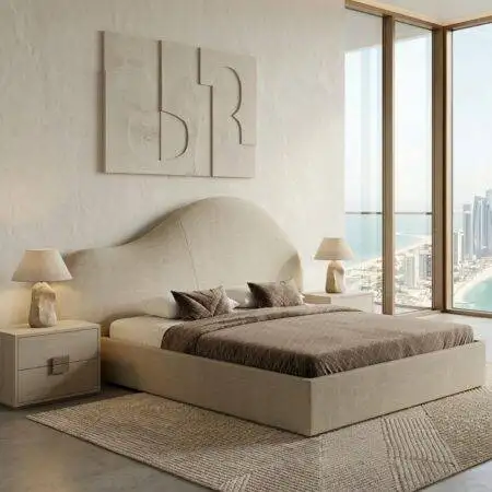 Alaya Modern Sculpt Panel Bed