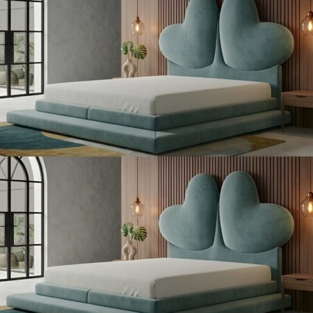 Lovique Twin Heart Upholstered Bed