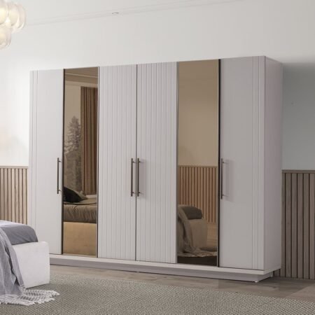 Mirror Panel 6 Door Wardrobe
