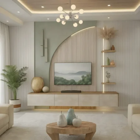 Arch Wall TV Console With Shelves