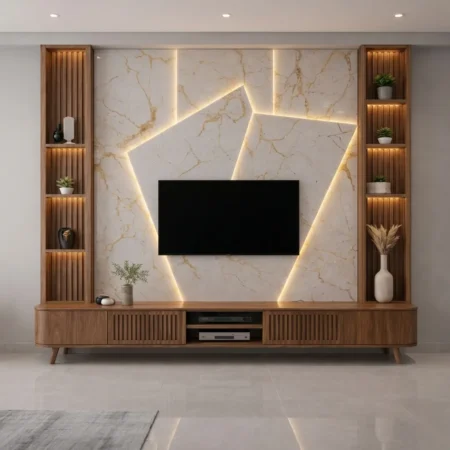 Azen Designer TV Console with LED Feature Panel