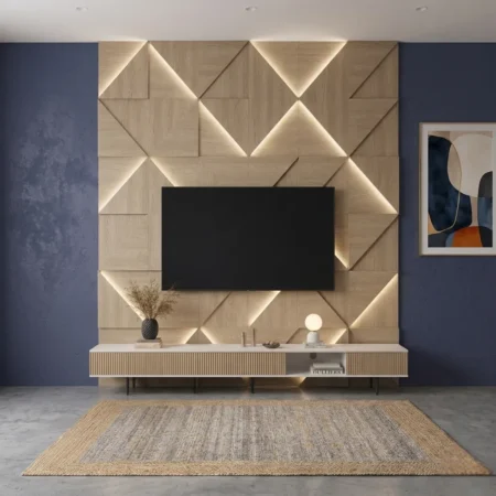 Cizariyo Geometric Wall Panel TV Cabinet