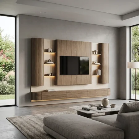 Aanisto TV Console with Curved Storage Towers