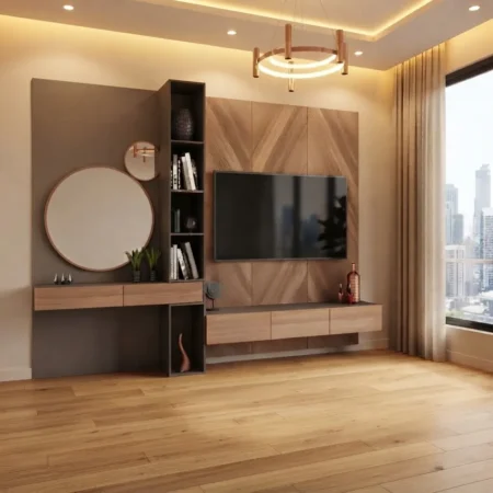 Aaverix TV Unit with Dresser & Display Shelves
