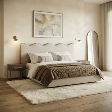 Afily Curved Scallop Headboard Bed