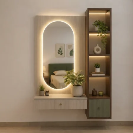 Banlo Arched Mirror Dresser with Storage Shelves
